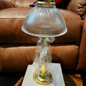 Vintage Partylite Brass Candle Holder with Glass Shade Retired Piece
